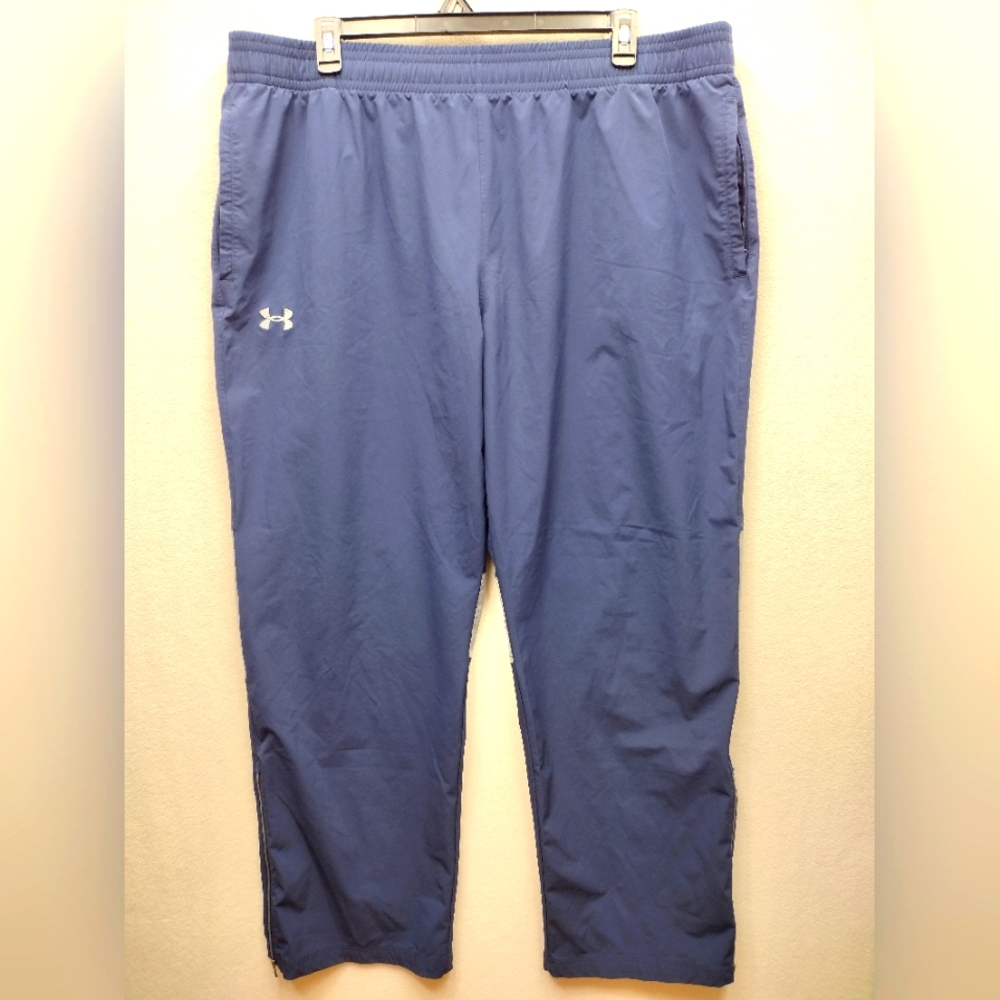 Under Armour Heat Gear Loose 3XL Men's Mesh Lined Zip Ankle Wind Pants Blue